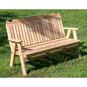 Creekvine Design Red Cedar Straight Back English Garden Bench Garden Benches 4 ft / Unfinished