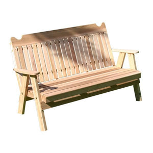 Creekvine Design Red Cedar Straight Back English Garden Bench Garden Benches 4 ft / Unfinished