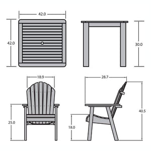 Hamilton Adirondack 5pc Square Outdoor Dining Set Dining Set
