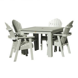 Hamilton Adirondack 5pc Square Outdoor Dining Set Dining Set Eucalyptus