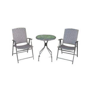 Indoor/Outdoor Folding Dark Brown Wicker Patio Set Patio Set