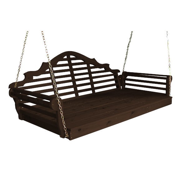Marlboro Red Cedar Swing Bed Porch Swing Bed 75 inch / Walnut Stain / Include Stainless Steel Swing Hangers
