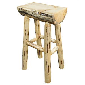 Montana Woodworks Montana Counter Height Half Log Barstool with Exterior Stain Finish Barstool