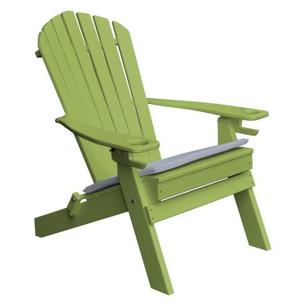 Poly Folding Adirondack Chair with 2 Cupholders Outdoor Chair Tropical Lime