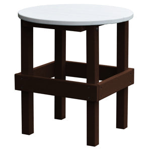 Poly Round Side Table with White Top Side Table Tudor Brown