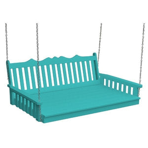 Poly Royal English Swingbed Porch Swing Beds 6ft / Aruba Blue