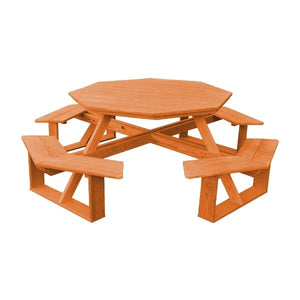 Pressure Treated Pine 54” Octagon Walk-In Table Picnic Table Redwood Stain / Without Umbrella Hole