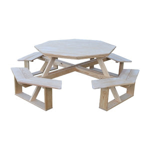 Pressure Treated Pine 54” Octagon Walk-In Table Picnic Table Unfinished / Without Umbrella Hole