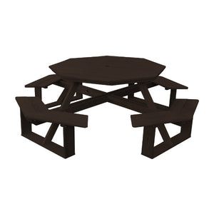 Pressure Treated Pine 54” Octagon Walk-In Table Picnic Table Walnut Stain / Include Standard Size Umbrella Hole