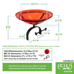 Red Crackle Glass Birdbath Bowl Birdbath Bowl