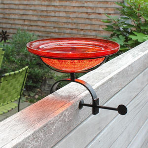 Red Crackle Glass Birdbath Bowl Birdbath Bowl