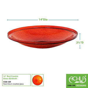 Red Crackle Glass Birdbath Bowl Birdbath Bowl