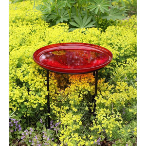 Red Crackle Glass Birdbath Bowl Birdbath Bowl