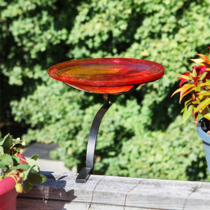 Red Crackle Glass Birdbath Bowl Birdbath Bowl