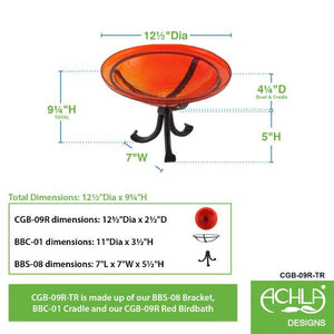 Red Crackle Glass Birdbath Bowl Birdbath Bowl