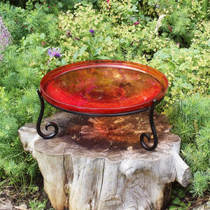 Red Crackle Glass Birdbath Bowl Birdbath Bowl