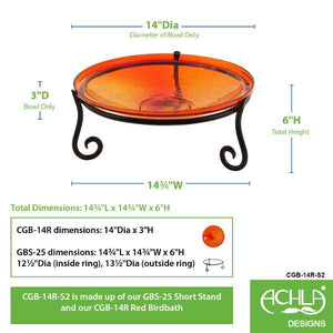 Red Crackle Glass Birdbath Bowl Birdbath Bowl