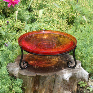 Red Crackle Glass Birdbath Bowl Birdbath Bowl