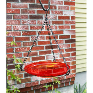 Red Crackle Glass Birdbath Bowl Birdbath Bowl