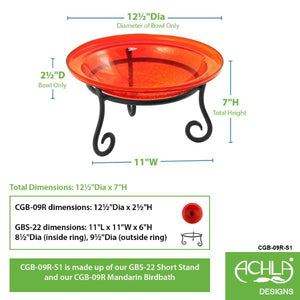 Red Crackle Glass Birdbath Bowl Birdbath Bowl