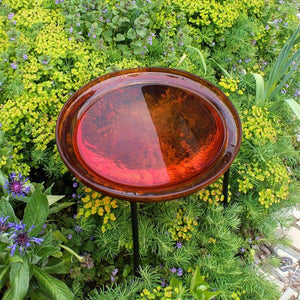 Red Crackle Glass Birdbath Bowl Birdbath Bowl