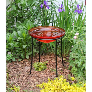 Red Crackle Glass Birdbath Bowl Birdbath Bowl