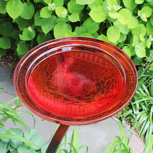 Red Crackle Glass Birdbath Bowl Birdbath Bowl