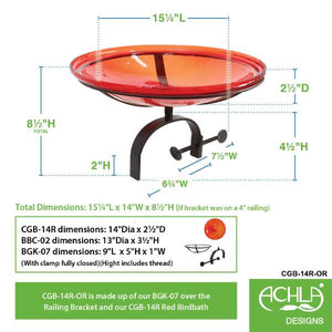 Red Crackle Glass Birdbath Bowl Birdbath Bowl