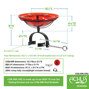 Red Crackle Glass Birdbath Bowl Birdbath Bowl