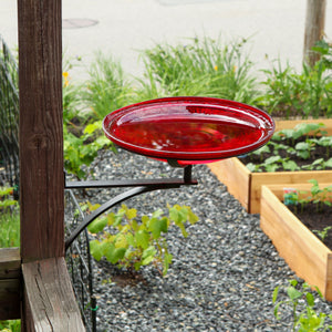 Red Crackle Glass Birdbath Bowl Birdbath Bowl