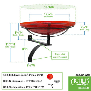 Red Crackle Glass Birdbath Bowl Birdbath Bowl