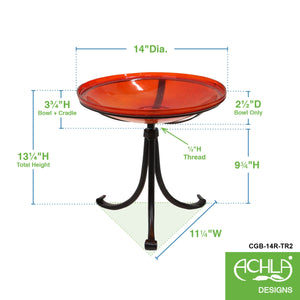 Red Crackle Glass Birdbath Bowl Birdbath Bowl