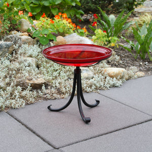 Red Crackle Glass Birdbath Bowl Birdbath Bowl
