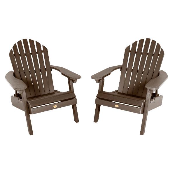 Set of Two Highwood Hamilton Folding and Reclining Adirondack Chairs Adirondack Chair Weathered Acorn