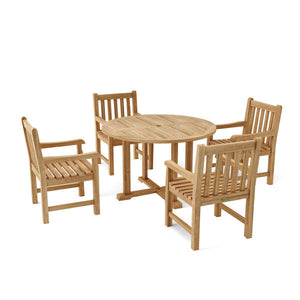 Teak Tosca Classic Armchair 5-Pieces Dining Set Dining Set