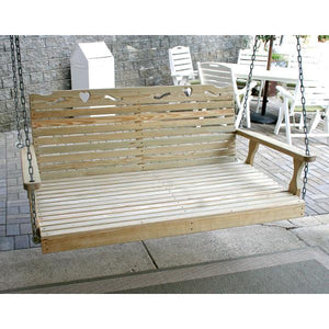 60" Treated Pine Crossback w/Hearts Swingbed