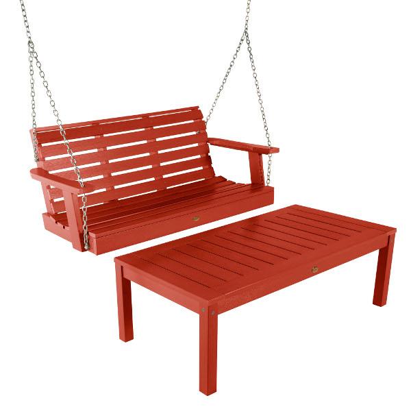 Weatherly 4ft Swing and Coffee Table Swing &amp; Coffee Table Rustic Red