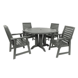 Weatherly 5pc Round Dining Height Table Set Dining Set Coastal Teak