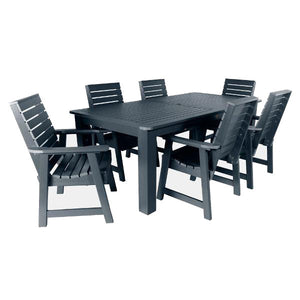 Weatherly 7pc Rectangular Outdoor Dining Set Dining Set 72" x 42" Table / Federal Blue