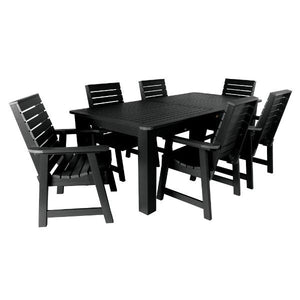 Weatherly 7pc Rectangular Outdoor Dining Set Dining Set 84" x 42" / Black