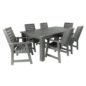 Weatherly 7pc Rectangular Outdoor Dining Set Dining Set 84" x 42" / Coastal Teak