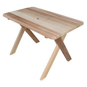 Western Red Cedar Crossleg Table Outdoor Tables 4ft / Unfinished / Include Standard Size Umbrella Hole