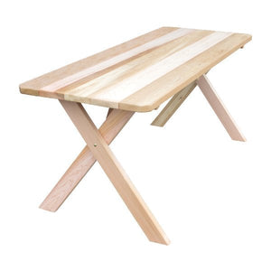Western Red Cedar Crossleg Table Outdoor Tables 4ft / Unfinished / Without Umbrella Hole