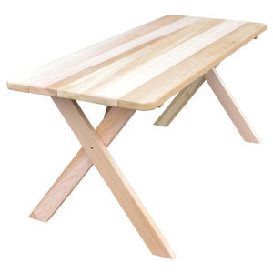 Western Red Cedar Crossleg Table Outdoor Tables 4ft / Unfinished / Without Umbrella Hole