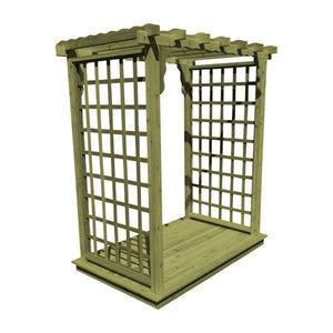 Western Red Cedar Lexington Arbor with Deck Porch Swing Stand 5ft / Linden Leaf Stain