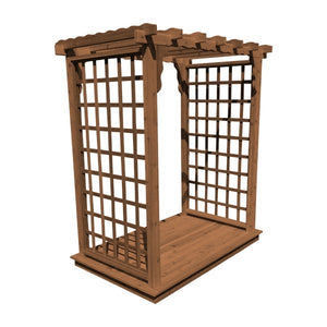 Western Red Cedar Lexington Arbor with Deck Porch Swing Stand 5ft / Oak Stain