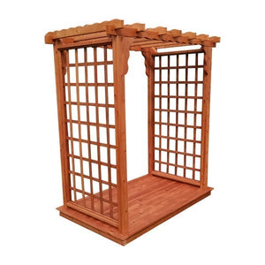 Western Red Cedar Lexington Arbor with Deck Porch Swing Stand 5ft / Redwood Stain