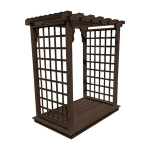 Western Red Cedar Lexington Arbor with Deck Porch Swing Stand 5ft / Walnut Stain