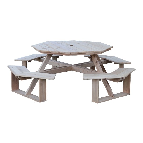 Western Red Cedar Octagon Walk-In Table Picnic Table Unfinished / Include Standard Size Umbrella Hole