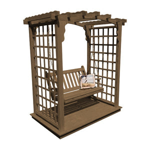 Yellow Pine Cambridge Arbor with Deck & Swing Porch Swing